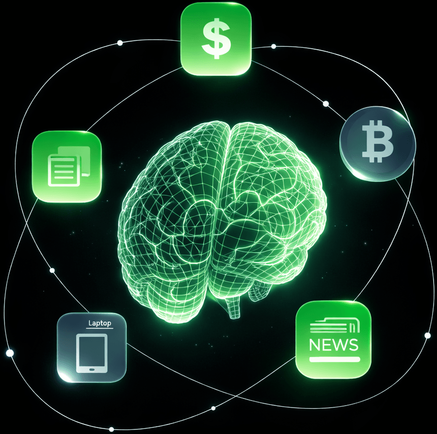 AI Trading Brain with trading instruments